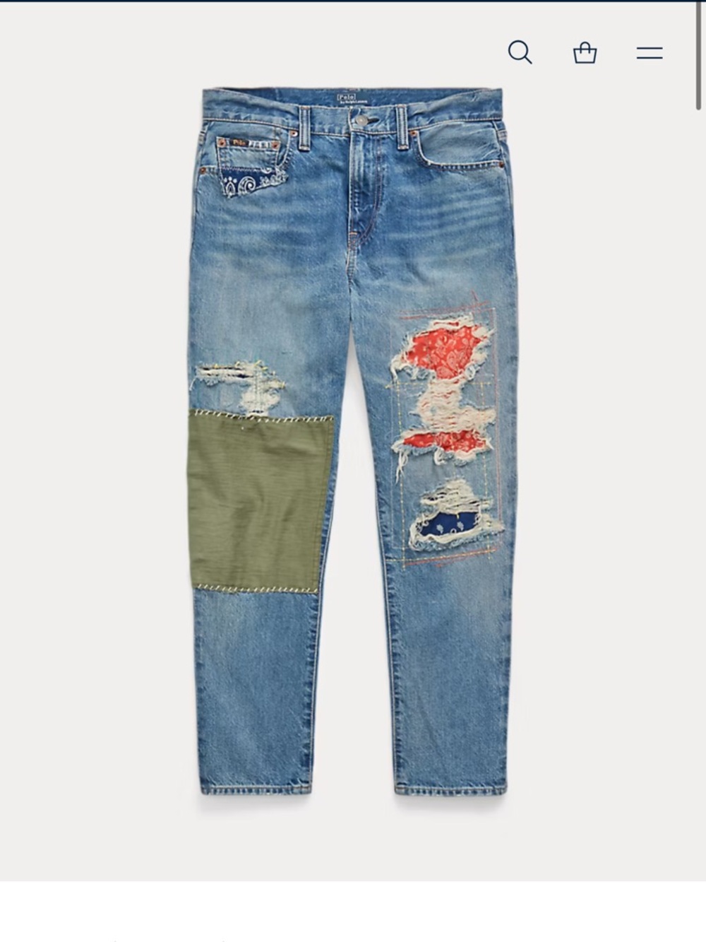 Polo Ralph Lauren Slim Boyfriend patchwork jeans